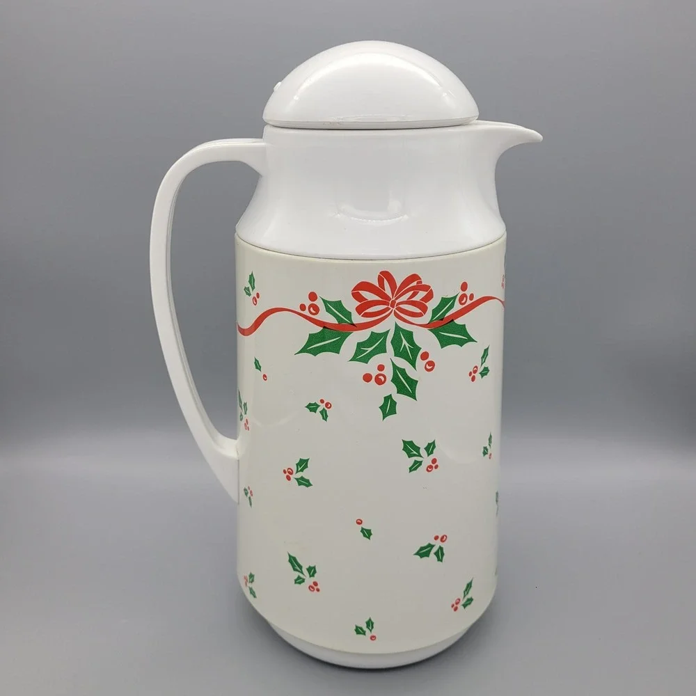 Vintage Corning Thermique 1 QT‎ Insulated Carafe Pitcher Christmas